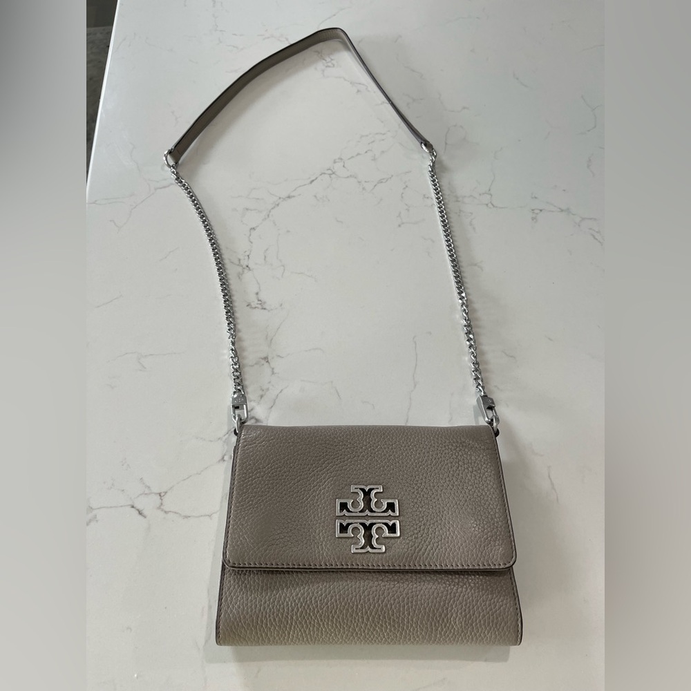 Tory Burch Taupe Leather Crossbody Bag